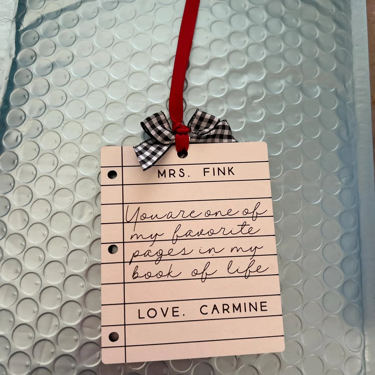 Custom Teacher Christmas Ornament - Engraved Paper