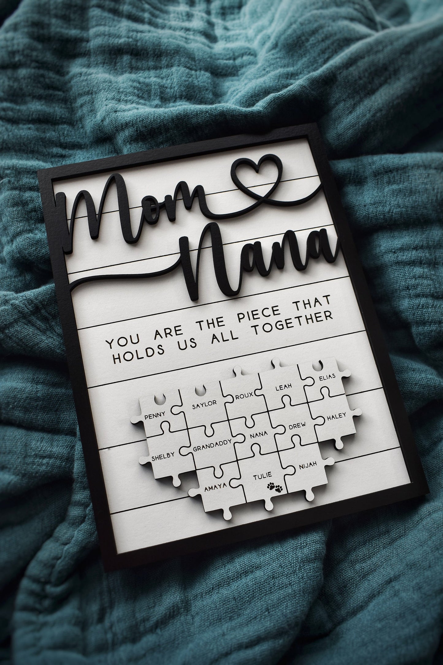 Engraved Gift for Mother's Turned Grandmothers | You Are The Piece That Holds Us All Together | Handmade Sign