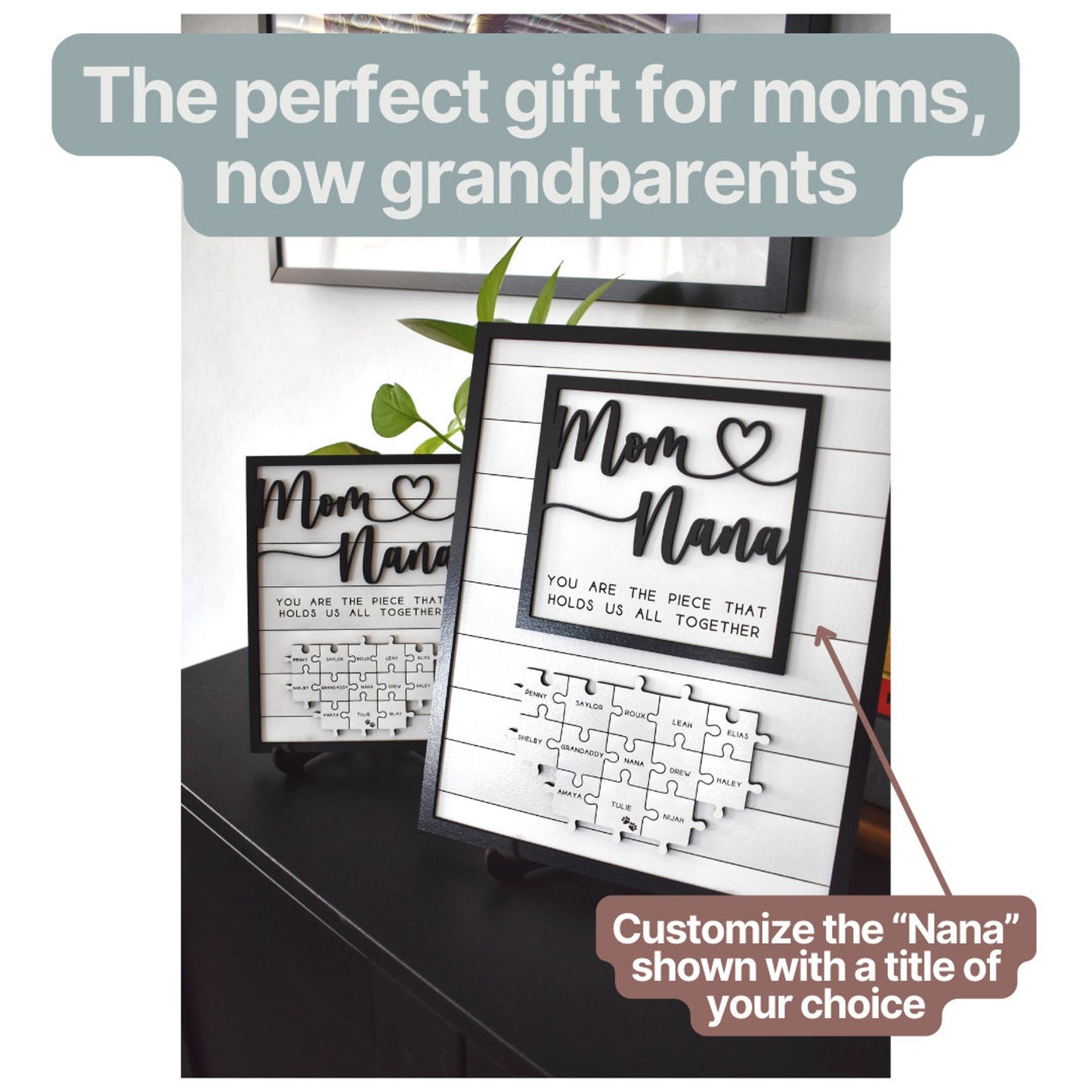 Engraved Gift for Mother's Turned Grandmothers | You Are The Piece That Holds Us All Together | Handmade Sign