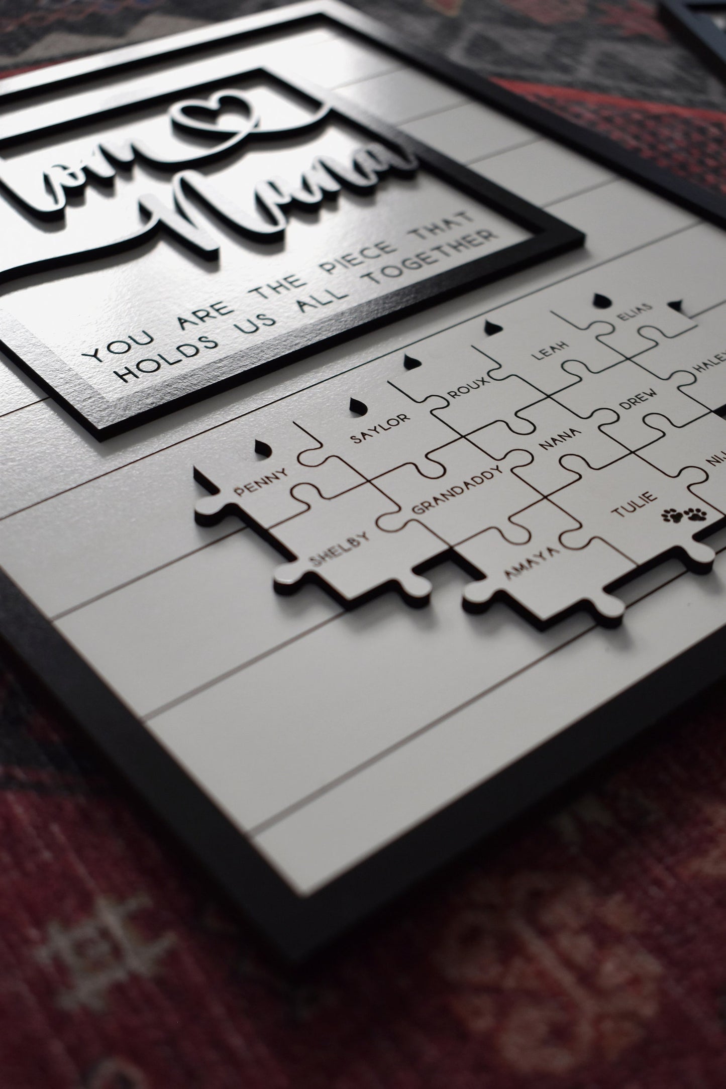 Engraved Gift for Mother's Turned Grandmothers | You Are The Piece That Holds Us All Together | Handmade Sign