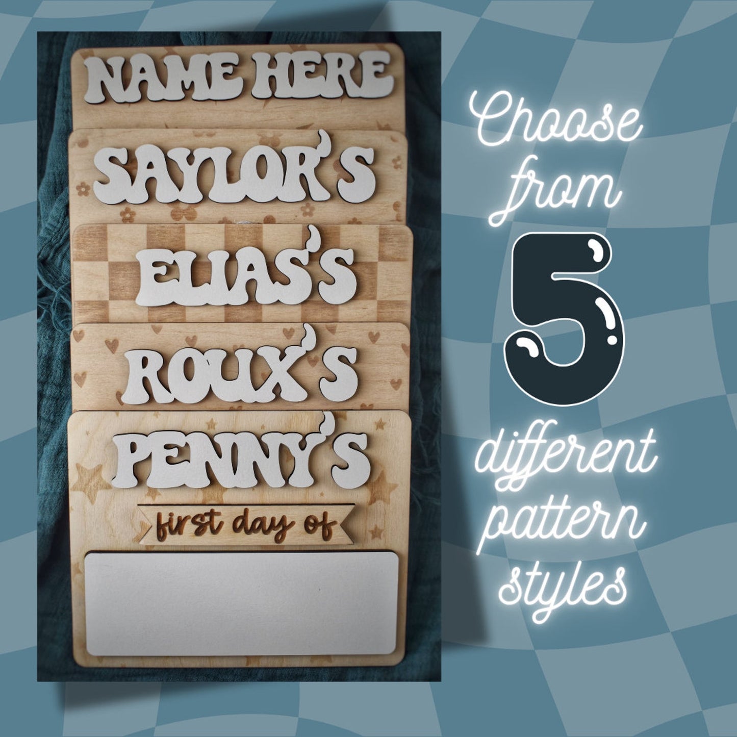 Personalized Dry Erase Back School Board | First Day of School Sign | Custom Neutral Name Sign | Photo Taking | Photo Prop