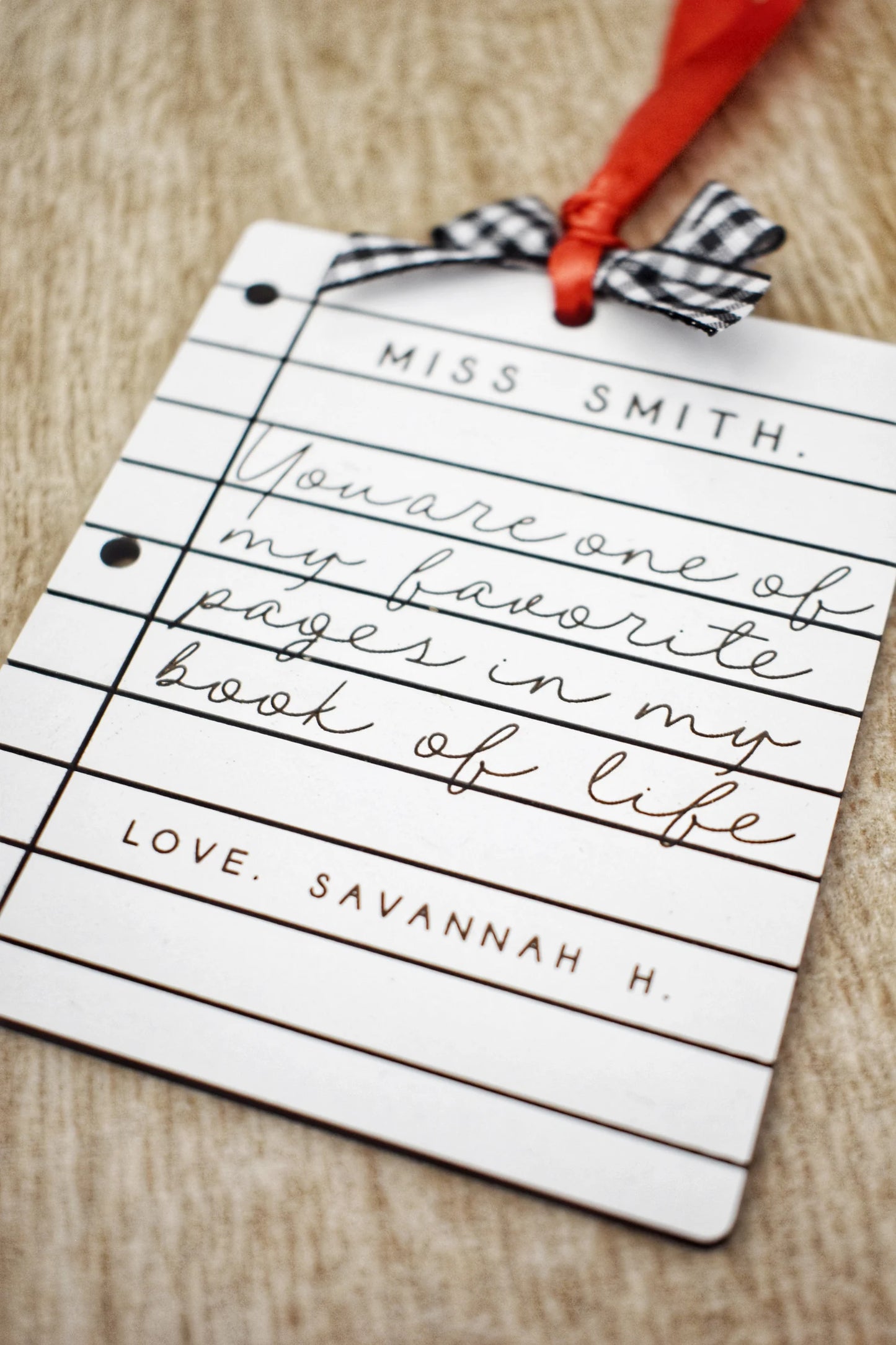 Custom Teacher Christmas Ornament - Engraved Paper