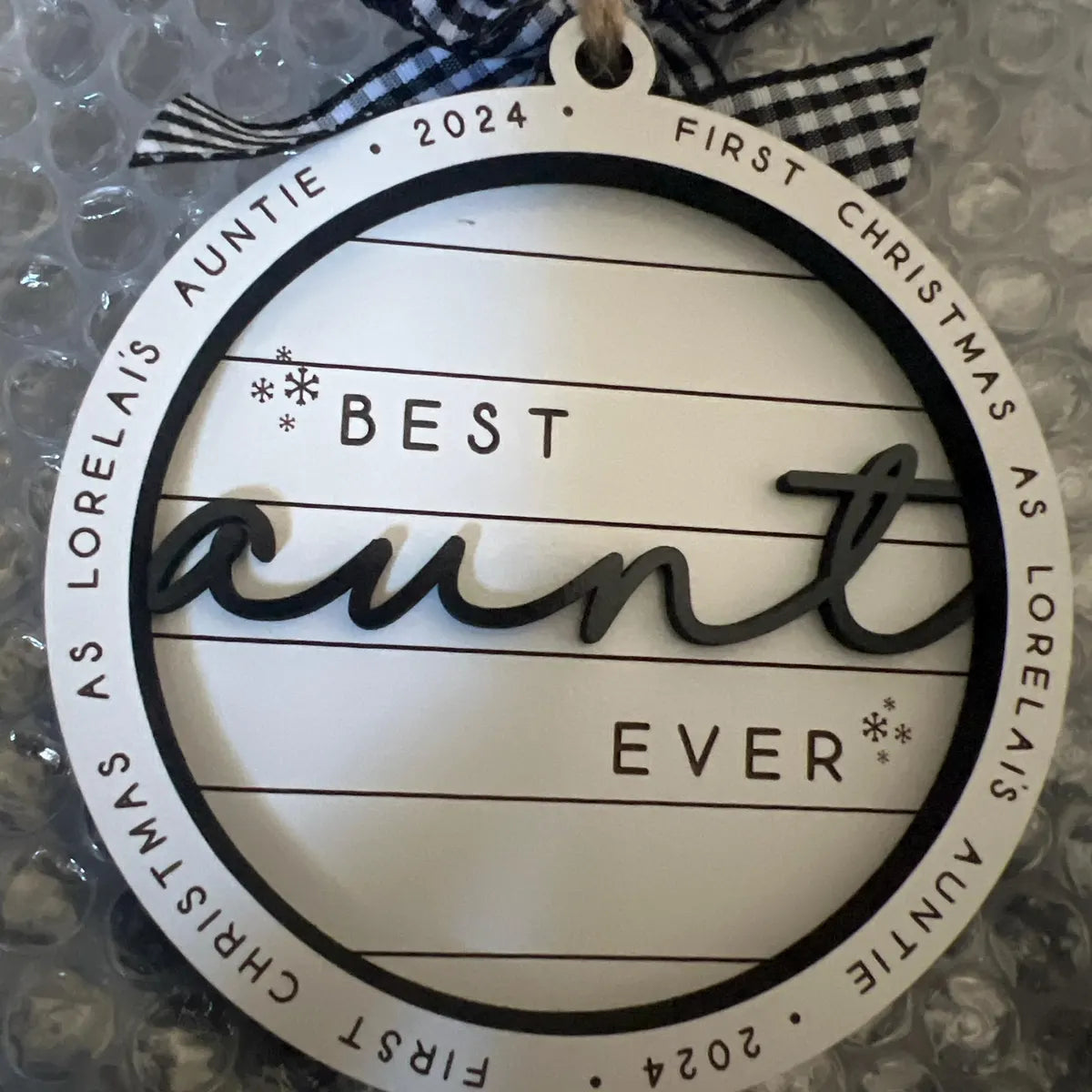 Customizable Best Aunt Ever Christmas Ornament