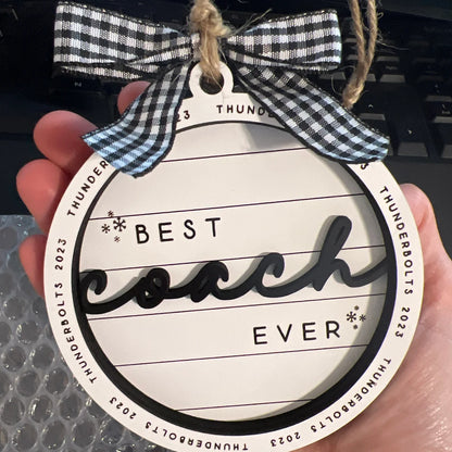 Customizable Best Coach Ever Christmas Ornament