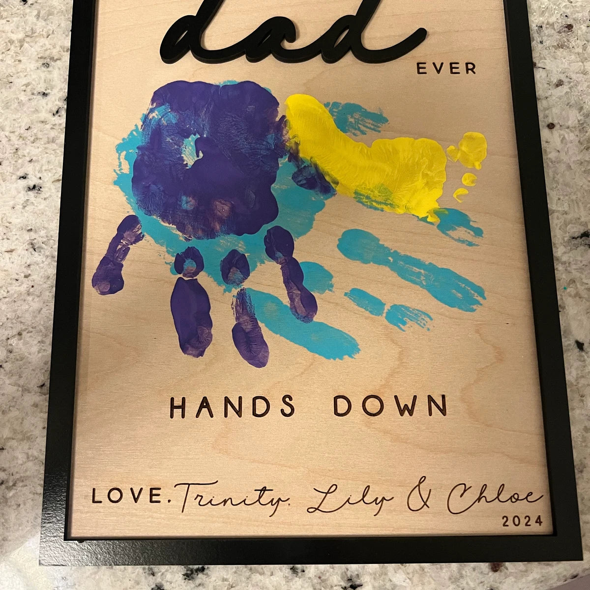 Hands Down Best Dad Ever | Personalized Engraved Wooden Sign