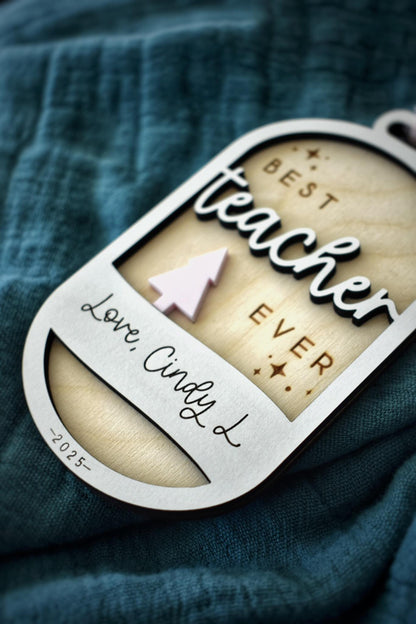Personalized Teacher Christmas Ornament — “Best Teacher Ever"