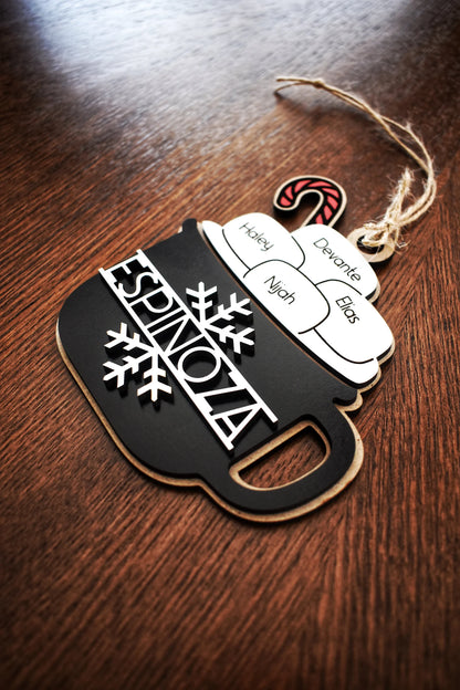 Personalized Last Name Hot Cocoa Family Christmas Ornament