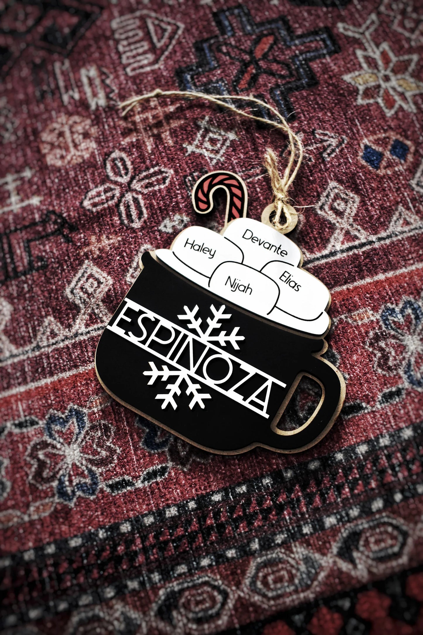Personalized Last Name Hot Cocoa Family Christmas Ornament