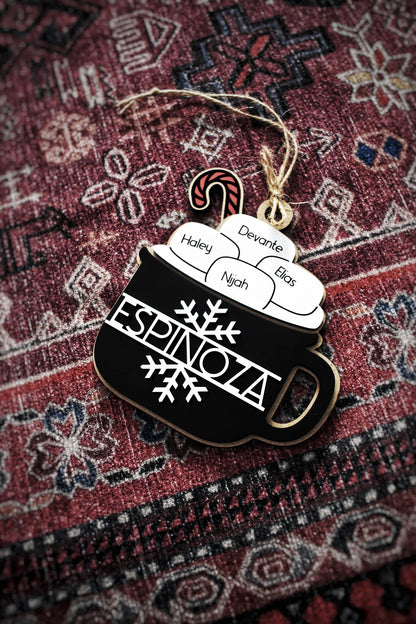Personalized Last Name Hot Cocoa Family Christmas Ornament