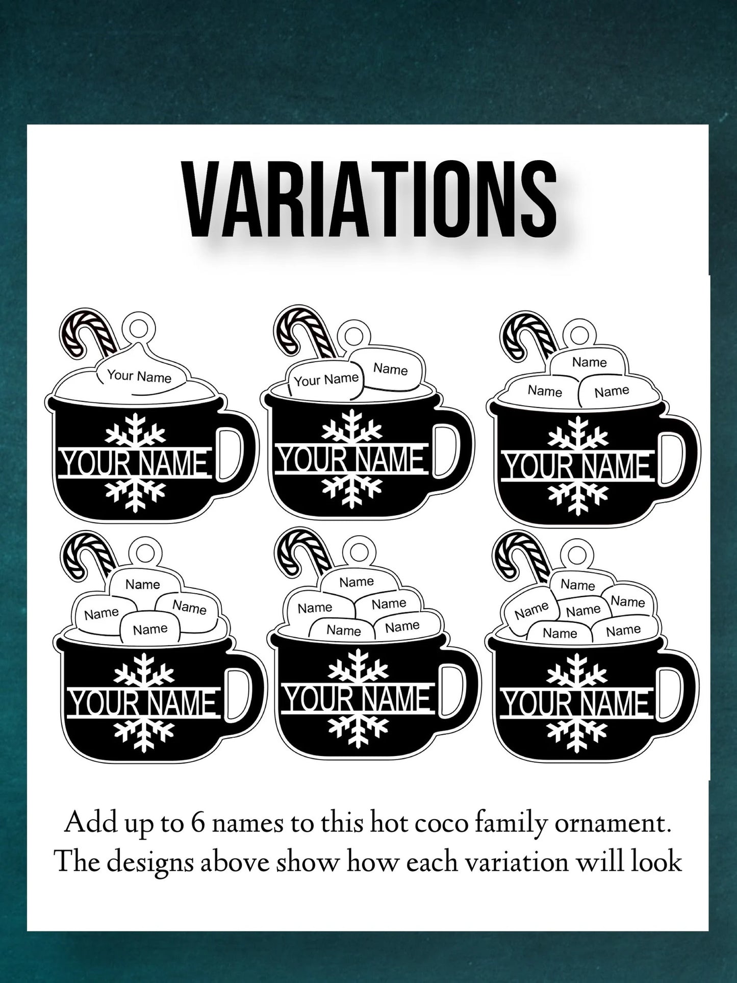 Personalized Last Name Hot Cocoa Family Christmas Ornament