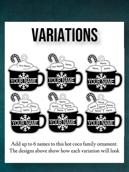 Personalized Last Name Hot Cocoa Family Christmas Ornament