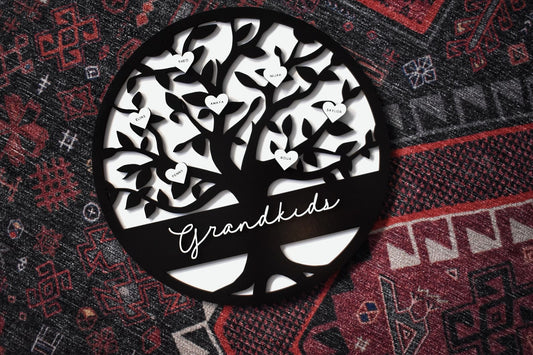 Personalized Family Tree Grandchildren Circular Sign