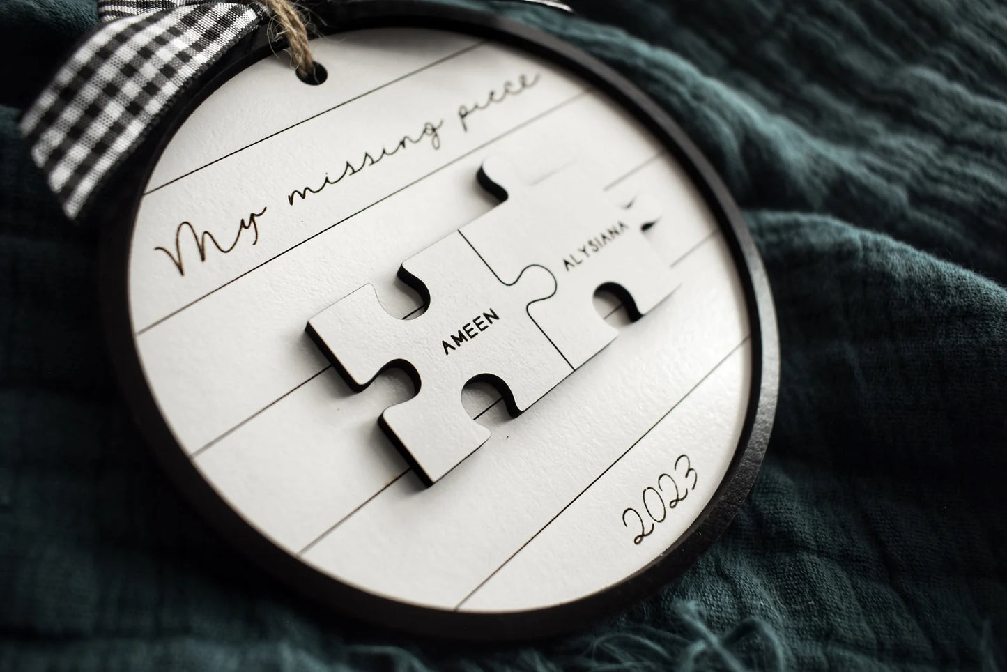 My Missing Piece Custom Engraved Couples Christmas Ornament Gift