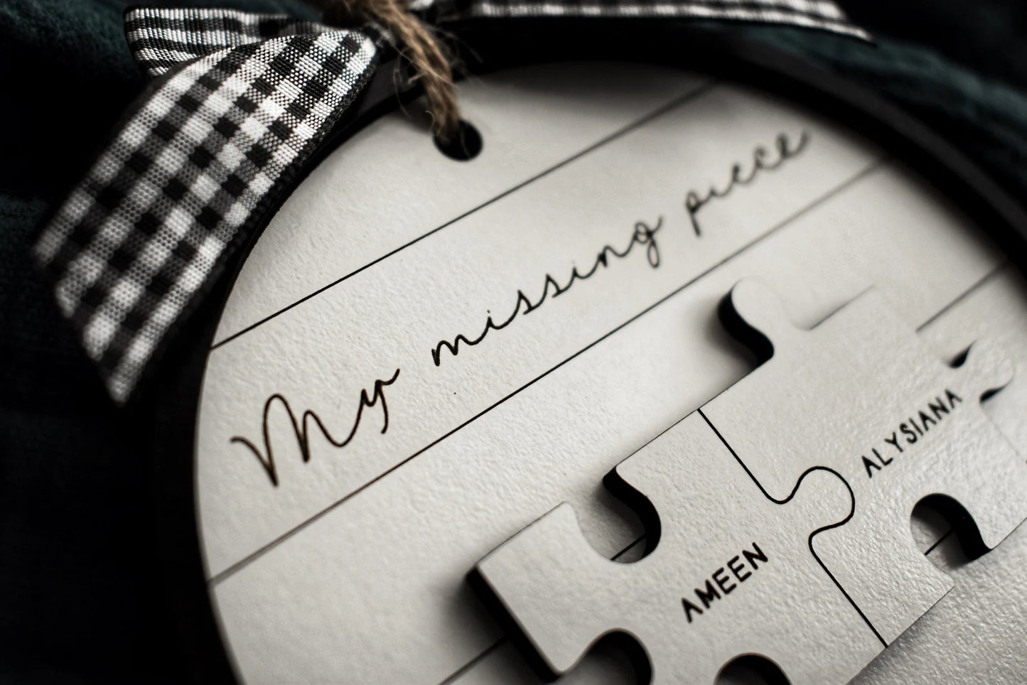 My Missing Piece Custom Engraved Couples Christmas Ornament Gift