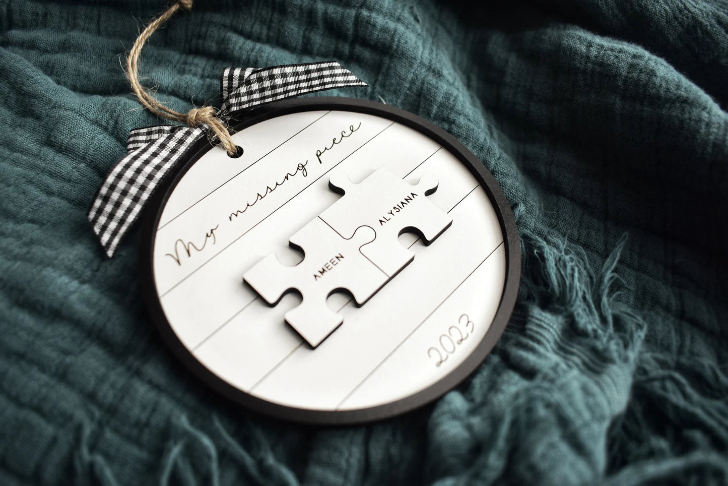 My Missing Piece Custom Engraved Couples Christmas Ornament Gift