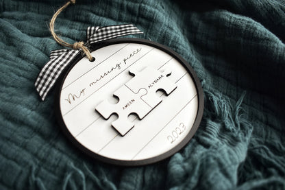 My Missing Piece Custom Engraved Couples Christmas Ornament Gift