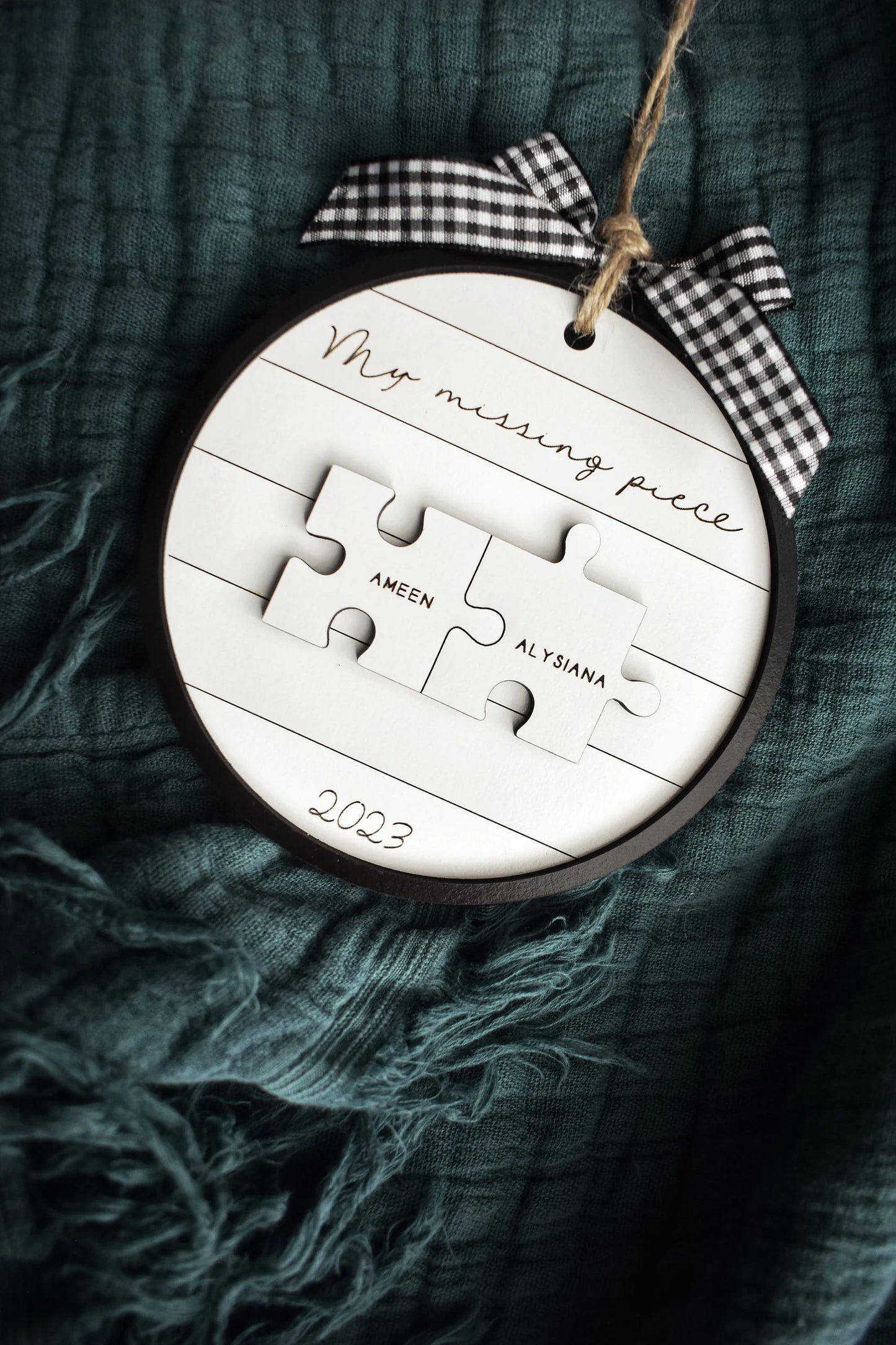 My Missing Piece Custom Engraved Couples Christmas Ornament Gift