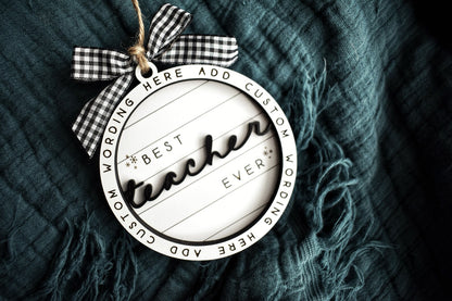 Customizable Best Teacher Ever Christmas Ornament