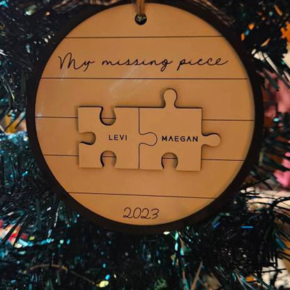 My Missing Piece Custom Engraved Couples Christmas Ornament Gift