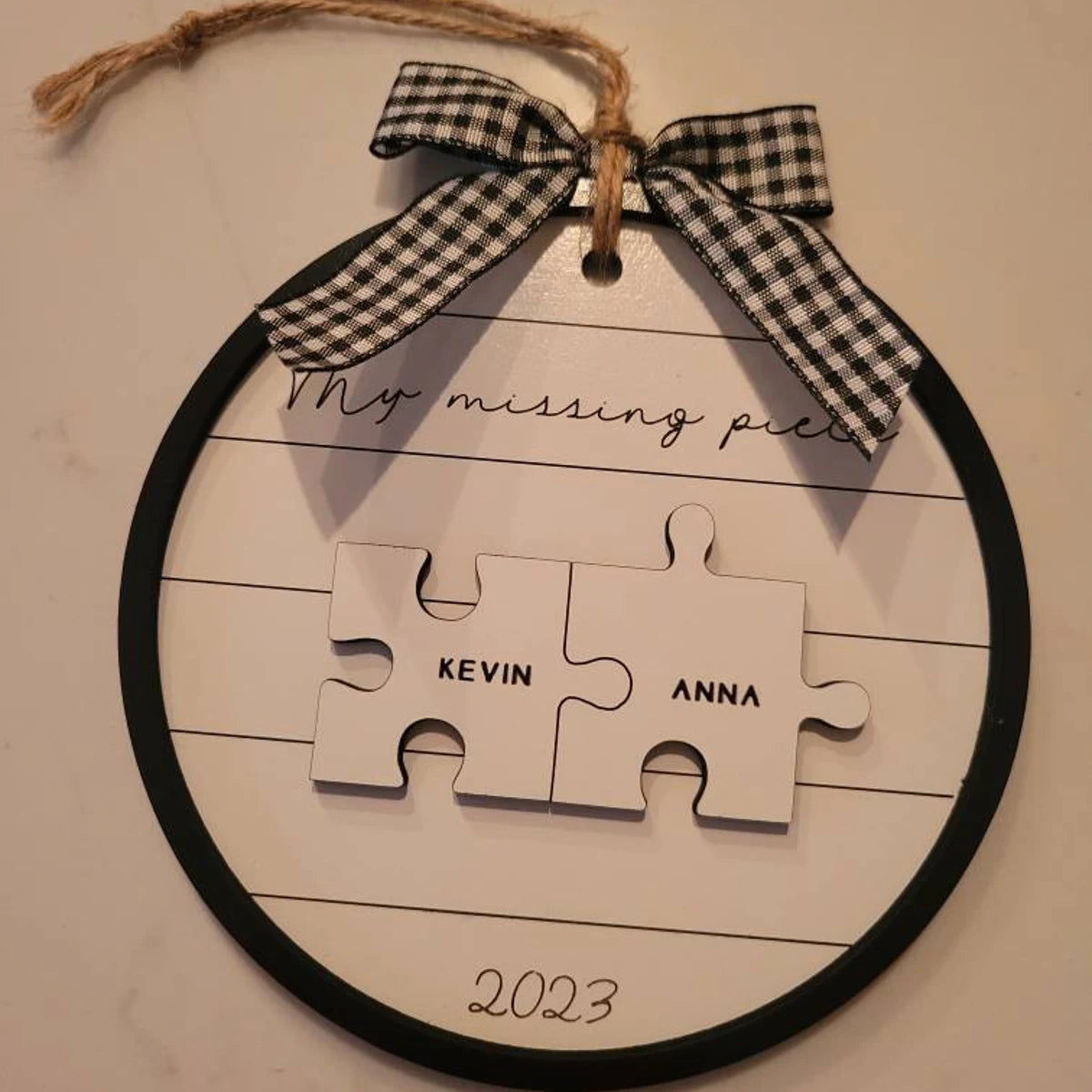 My Missing Piece Custom Engraved Couples Christmas Ornament Gift