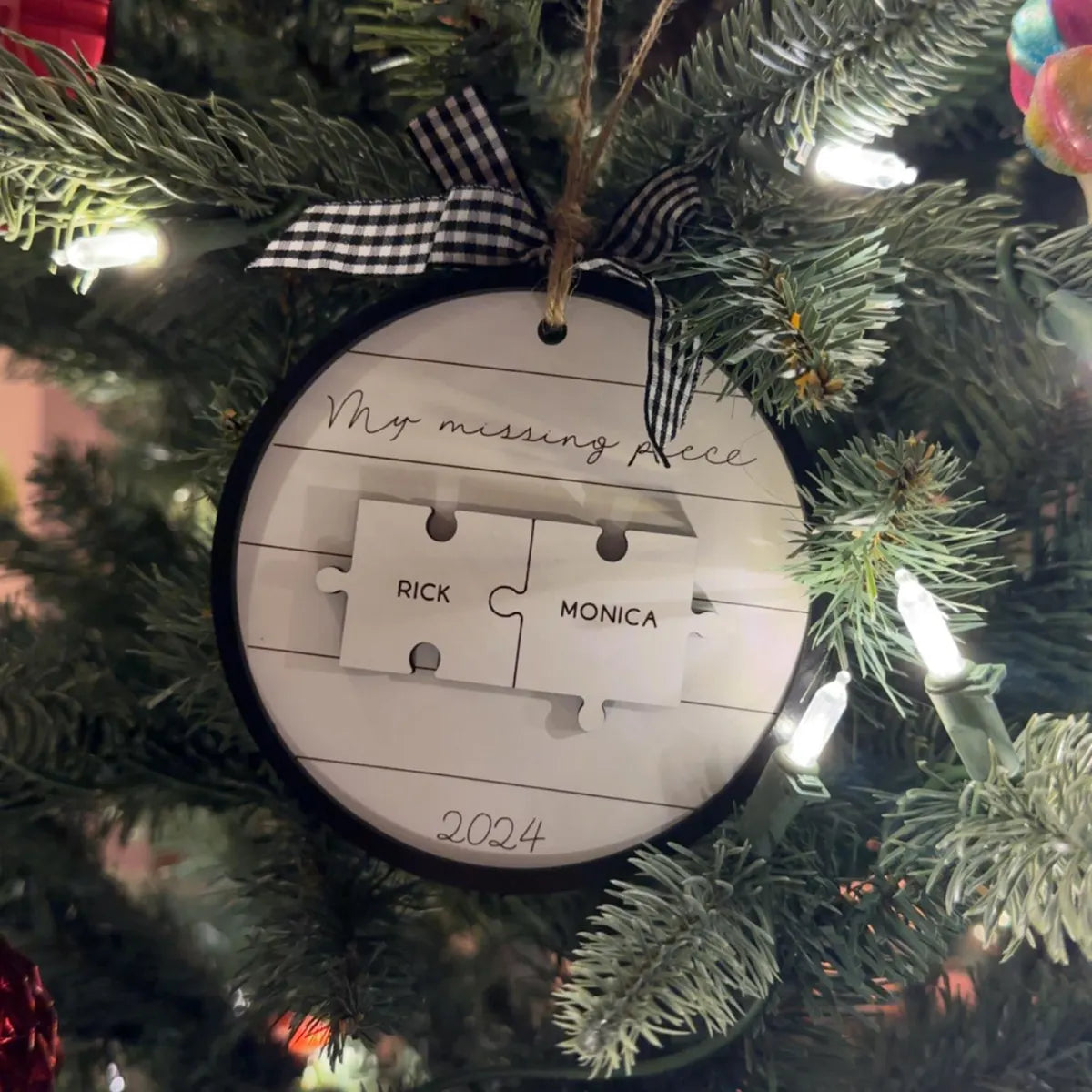 My Missing Piece Custom Engraved Couples Christmas Ornament Gift
