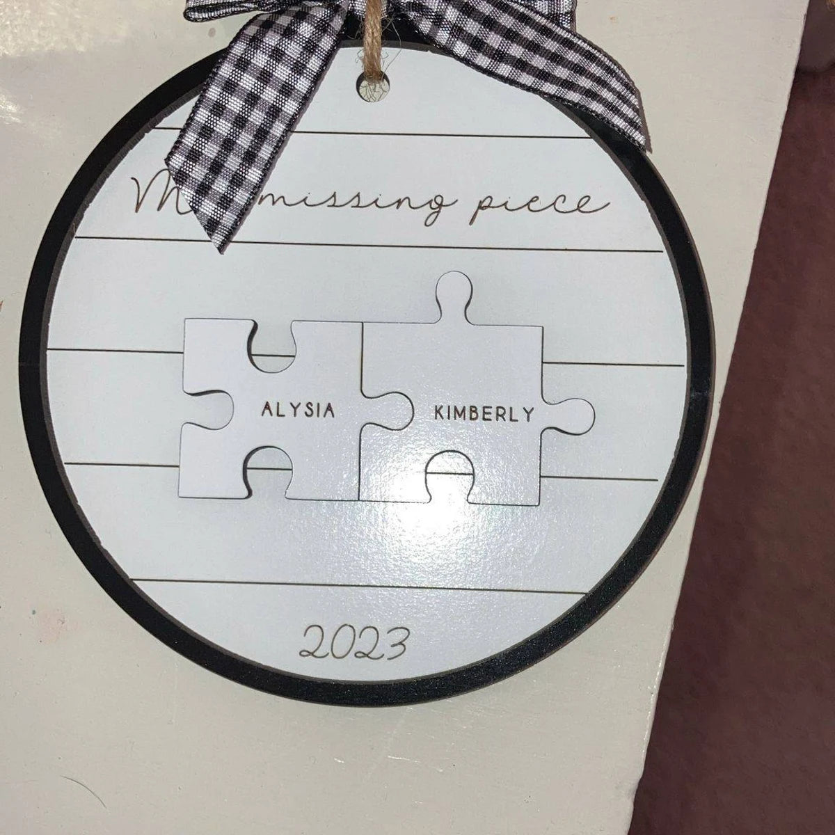 My Missing Piece Custom Engraved Couples Christmas Ornament Gift