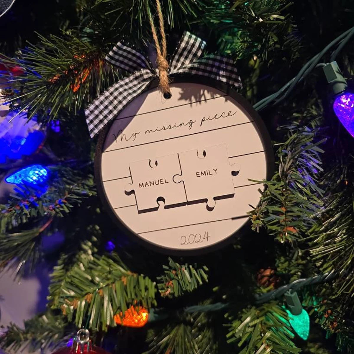 My Missing Piece Custom Engraved Couples Christmas Ornament Gift
