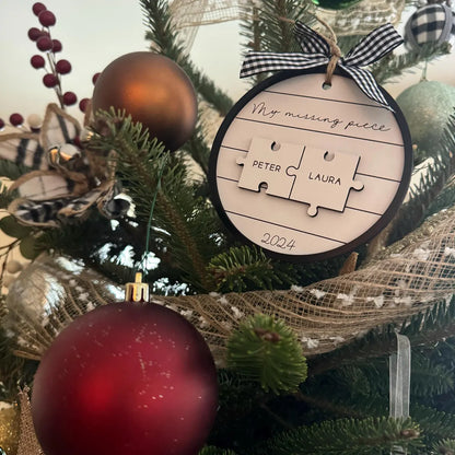 My Missing Piece Custom Engraved Couples Christmas Ornament Gift