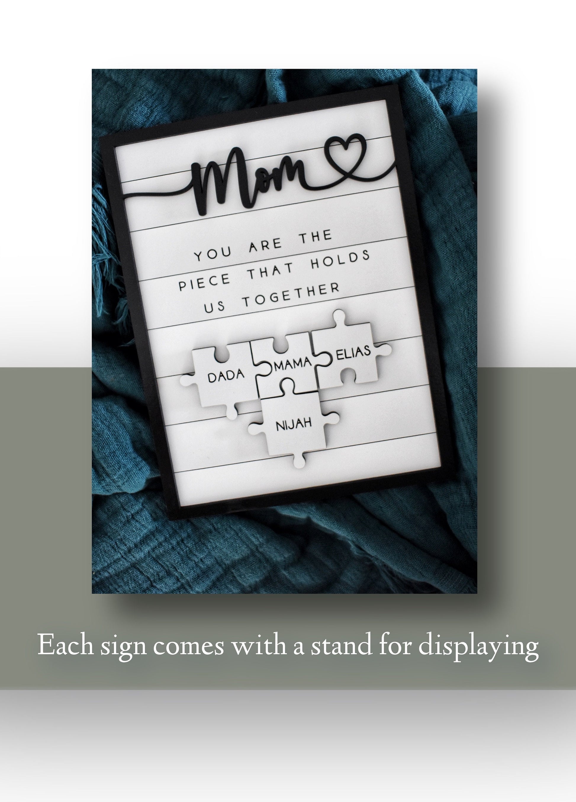 Custom Mothers Day Puzzle Sign | Mom You are the Piece that holds us together | Mothers day gift | Personalized Gift for Mom | Shelf Sitter