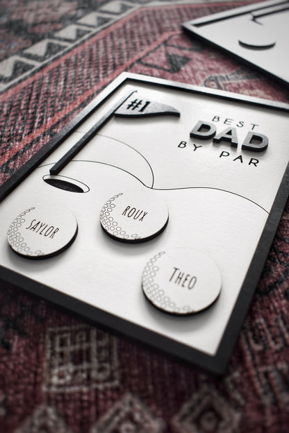 Engraved Fathers Day Sign - Golf Themed | Fathers Day Gift | Personalized Gift for Dad | Handmade Sign for Dad | Best by PAR gift for Dad