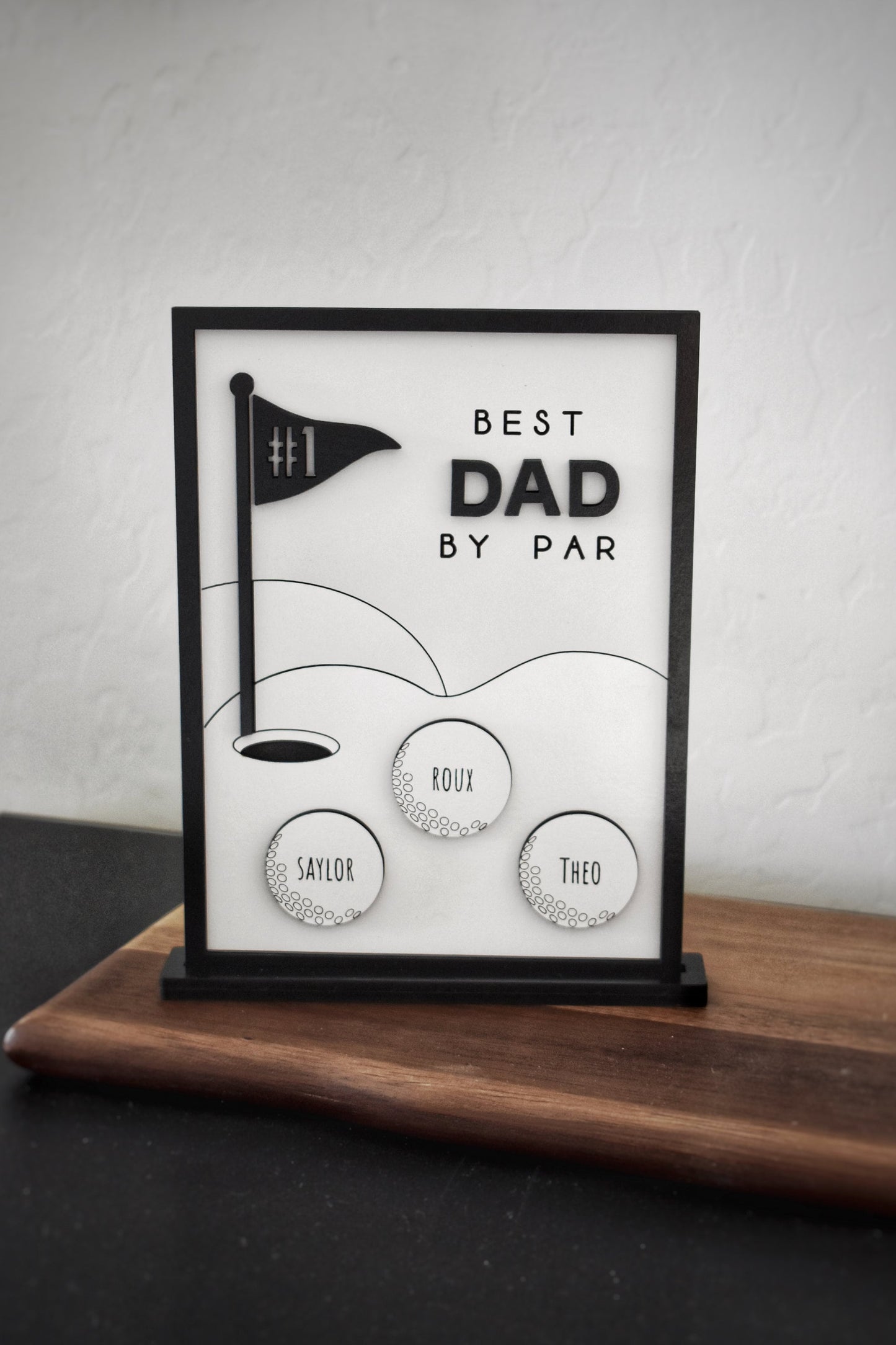 Engraved Fathers Day Sign - Golf Themed | Fathers Day Gift | Personalized Gift for Dad | Handmade Sign for Dad | Best by PAR gift for Dad