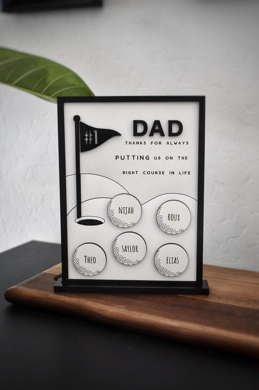 Engraved Fathers Day Sign - Golf Themed | Fathers Day Gift | Personalized Gift for Dad | Handmade Sign for Dad | Best by PAR gift for Dad