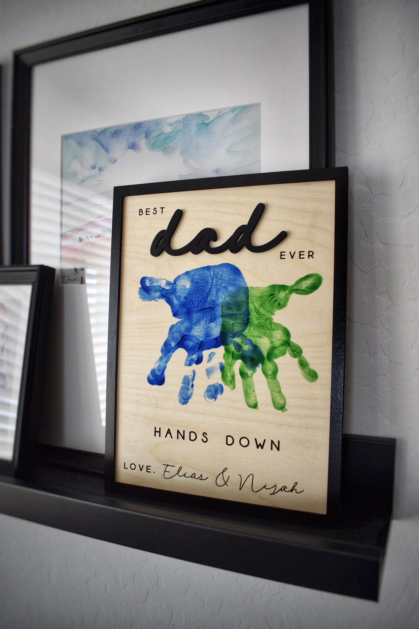 Hands Down Best Dad Ever | Personalized Engraved Wooden Sign | Celebrate Dad with Handprints and Custom Message | Handmade Fathers Day Gift